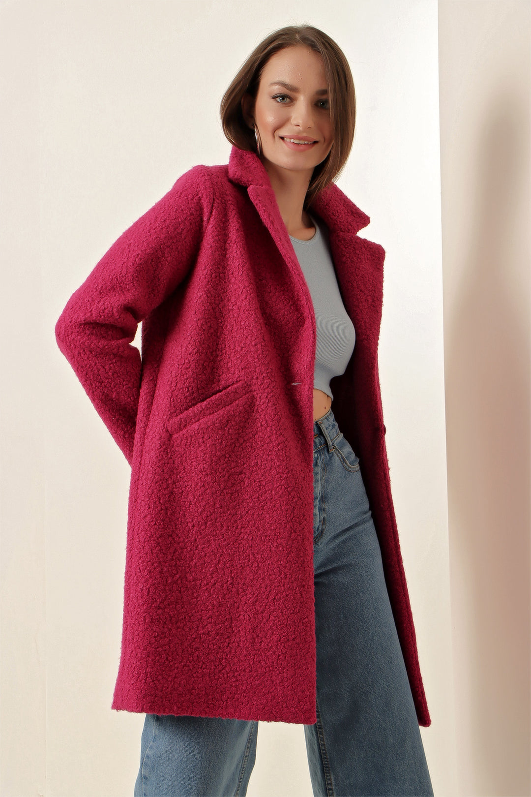 BGD Women Oversized Coat - Fuchsia - Avondale