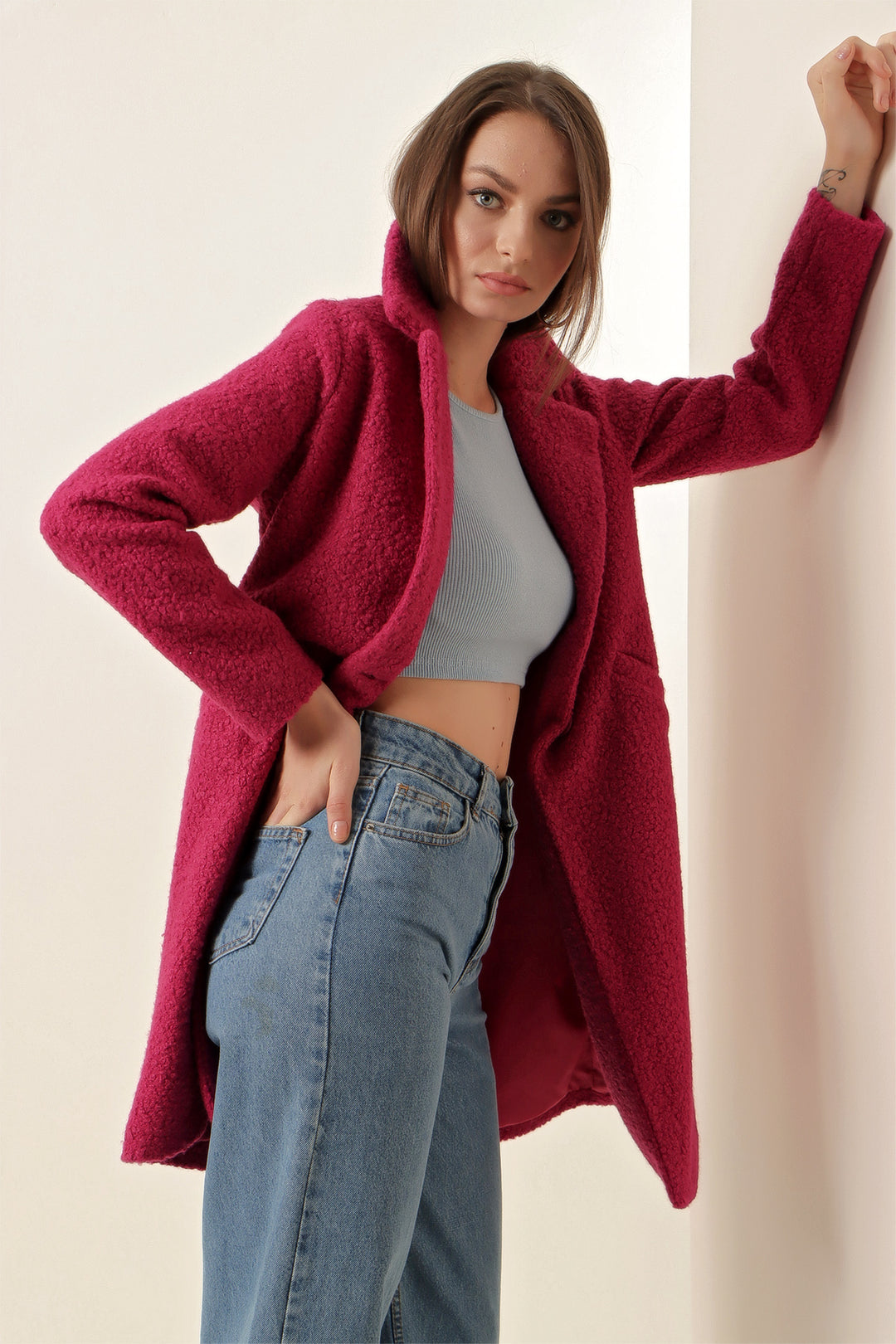 BGD Women Oversized Coat - Fuchsia - Avondale