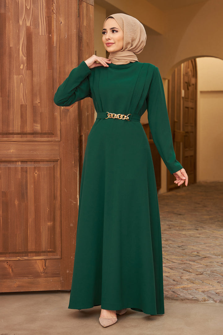 ZRF Women Chain Belt Dress - Emerald - Cento