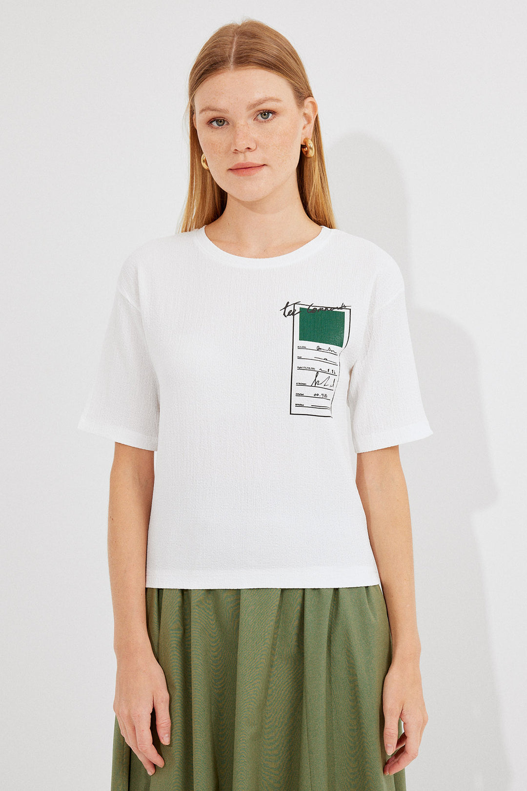 BGD Women Printed Knit Basic T-shirt - Green - Avondale