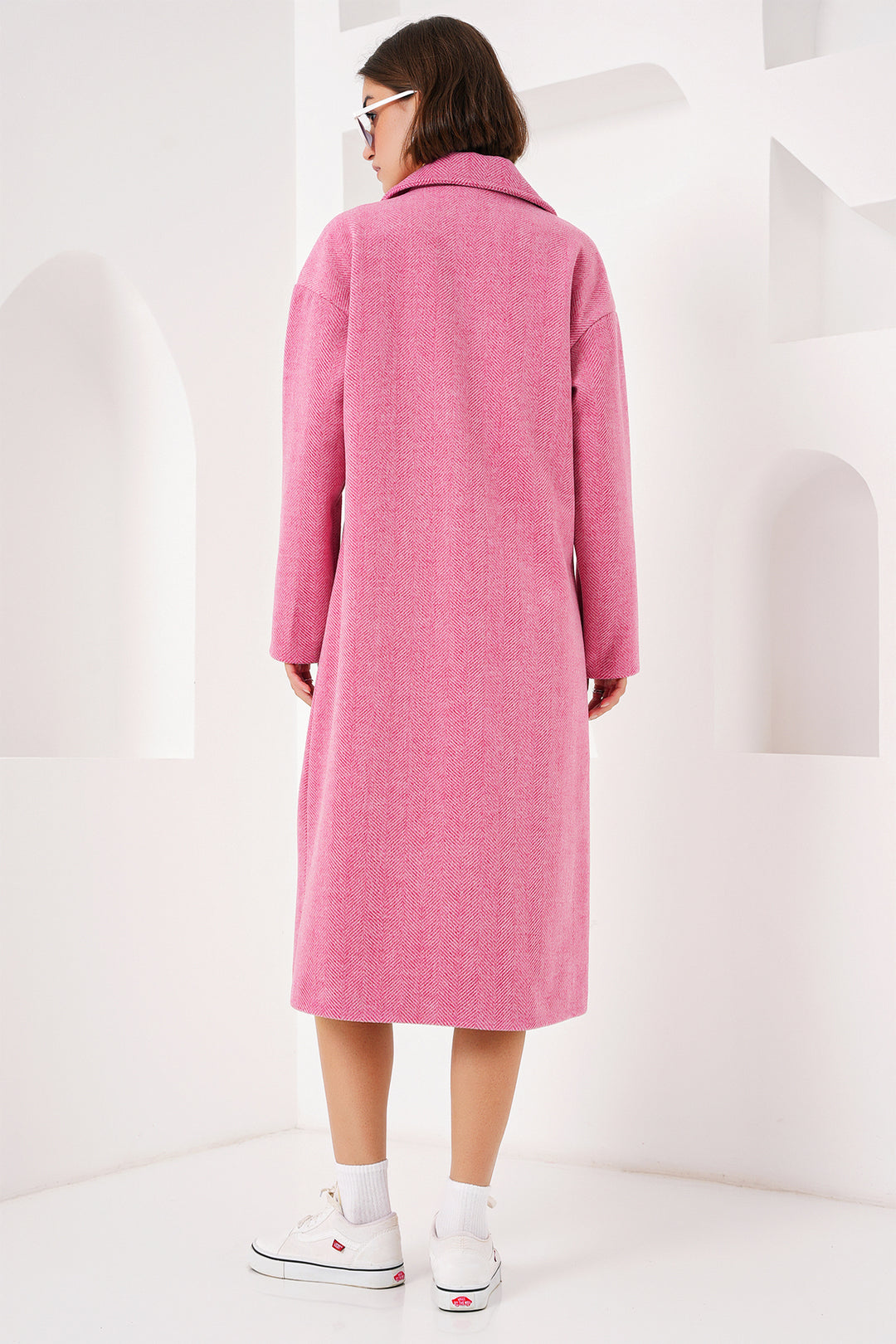 BGD Women Fuchsia Oversized Wide Cut Wool Long Coat 9113 - Avondale