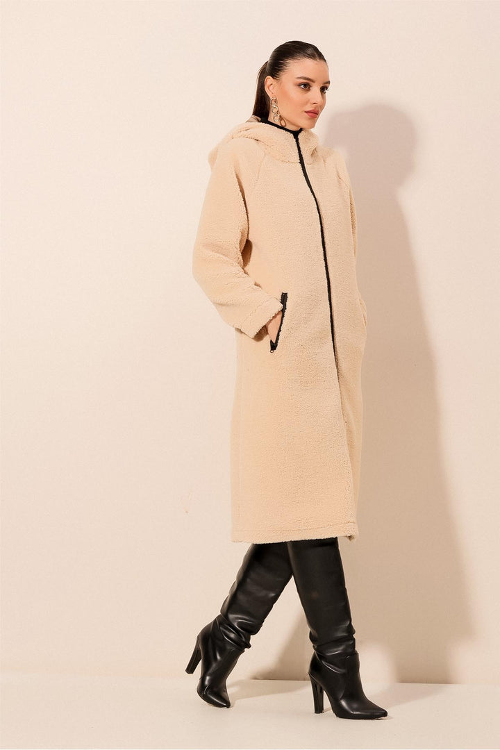 BGD Women Hooded Plush Coat - Cream - Avondale