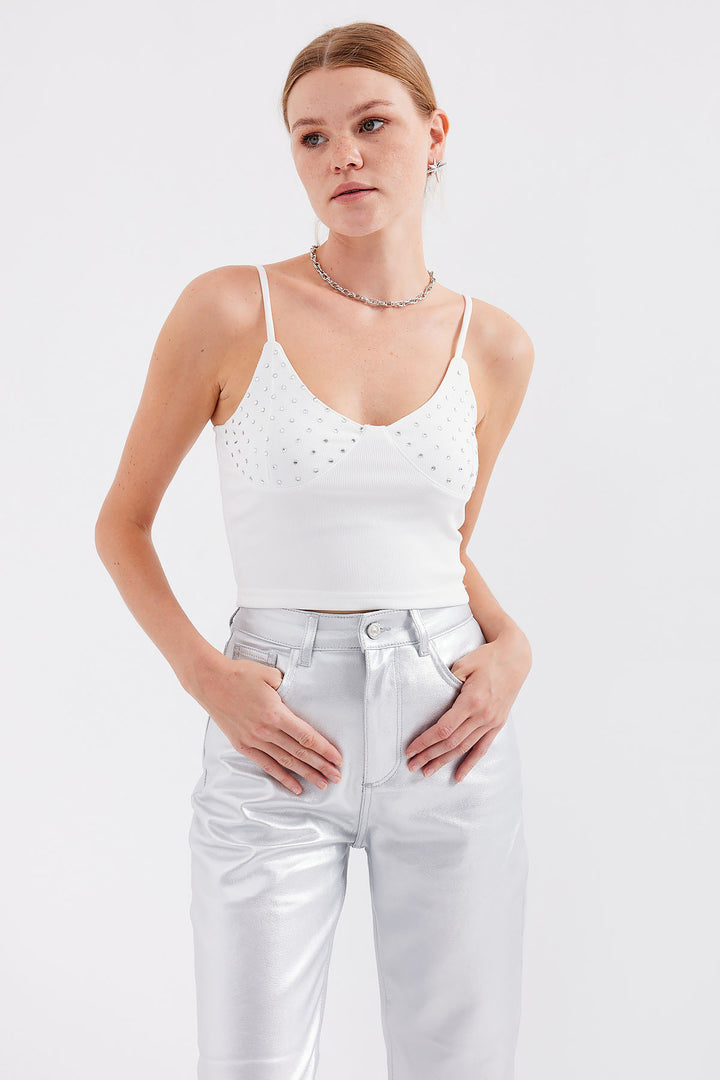 BGD Women Rope Strap Crop Top - White - Avondale