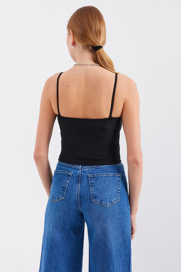 BGD Women Rope Strap Crop Top - Black - Avondale