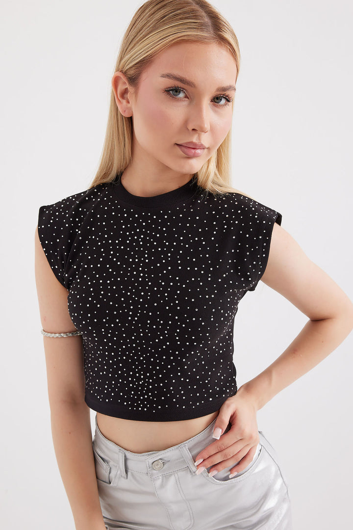 BGD Women Halter Neck Crop Top - Black - Avondale