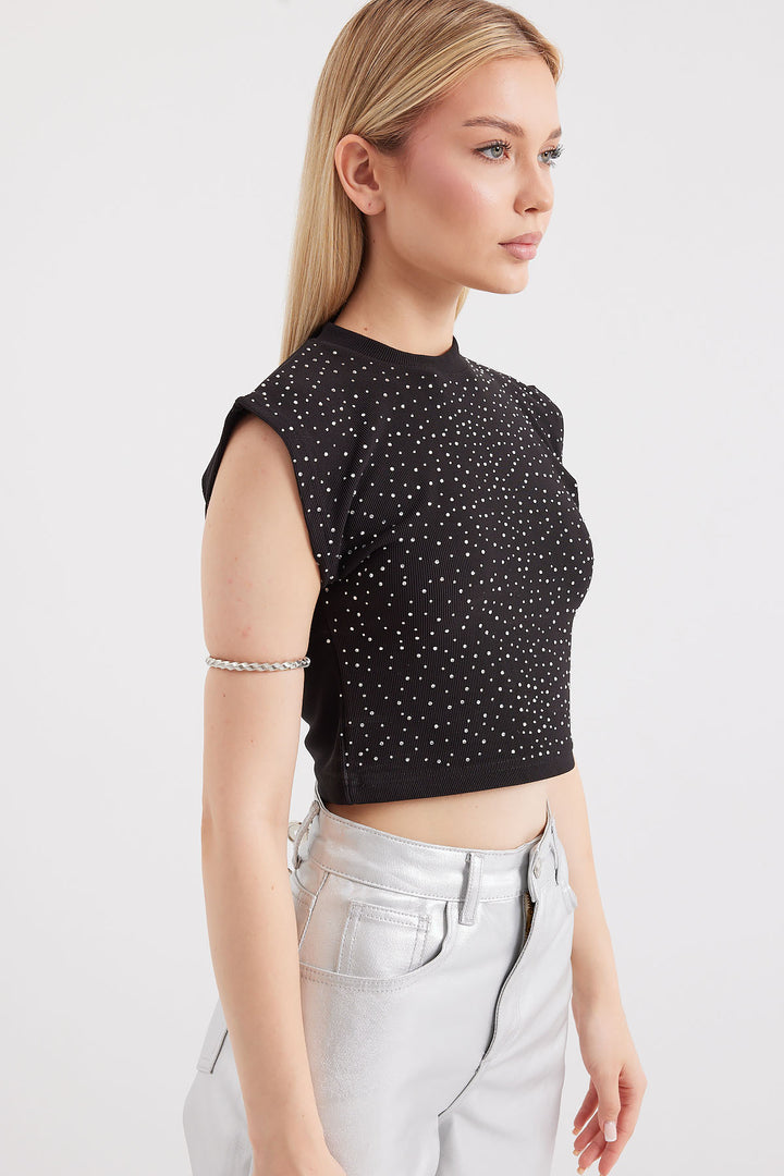 BGD Women Halter Neck Crop Top - Black - Avondale