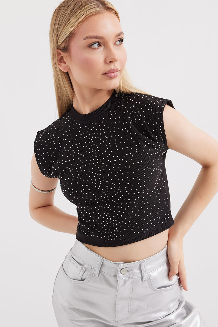 BGD Women Halter Neck Crop Top - Black - Avondale