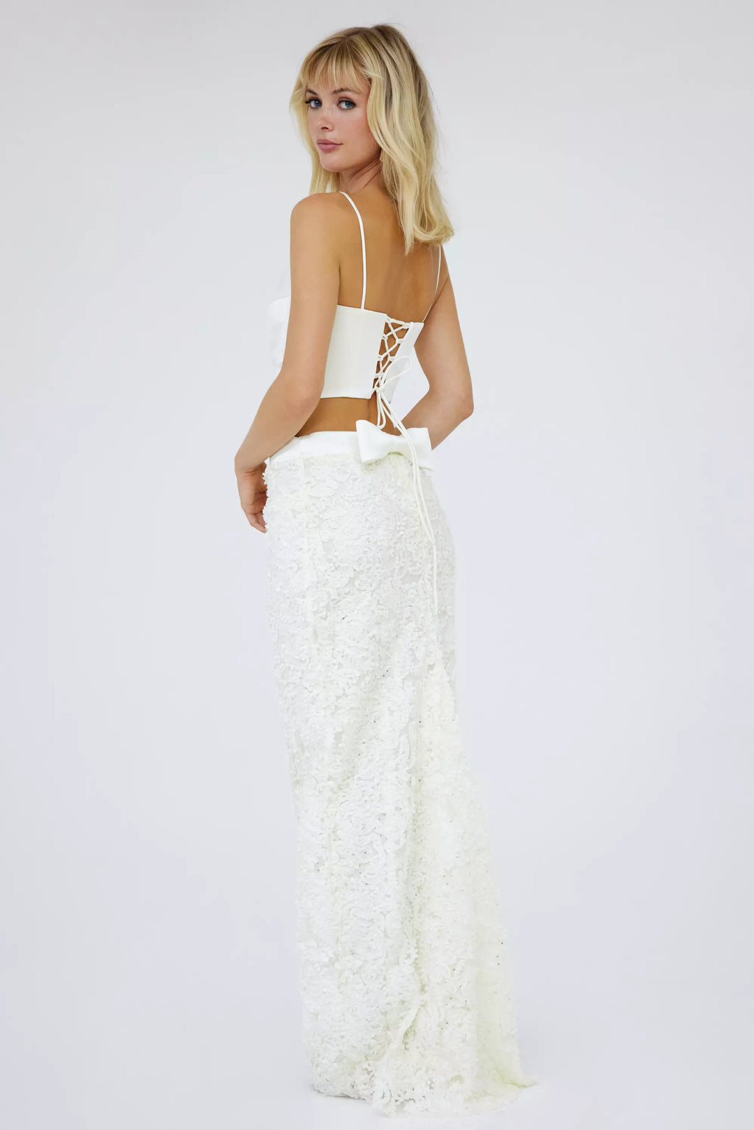 FRV White stamp sequins maxi skirt - Tepotzotlán