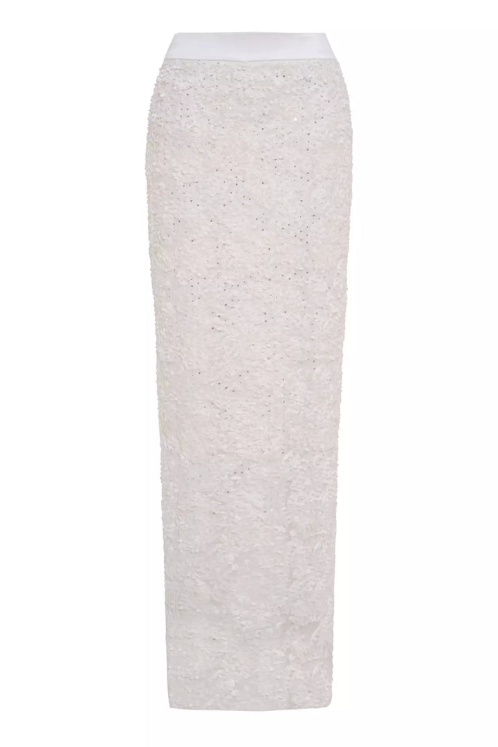 FRV White stamp sequins maxi skirt - Tepotzotlán