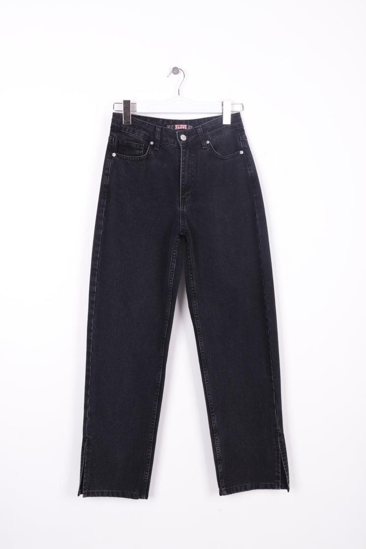 XLJ Stove Pipe Leg High Waisted Relaxed Jean with Slit at Finish Mixed - Portsmouth