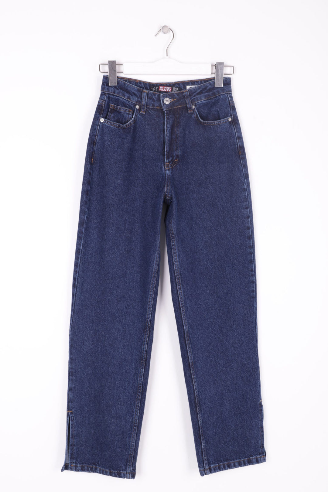 XLJ Stove Pipe Leg High Waisted Relaxed Jean with Slit at Finish Mixed - Burleson