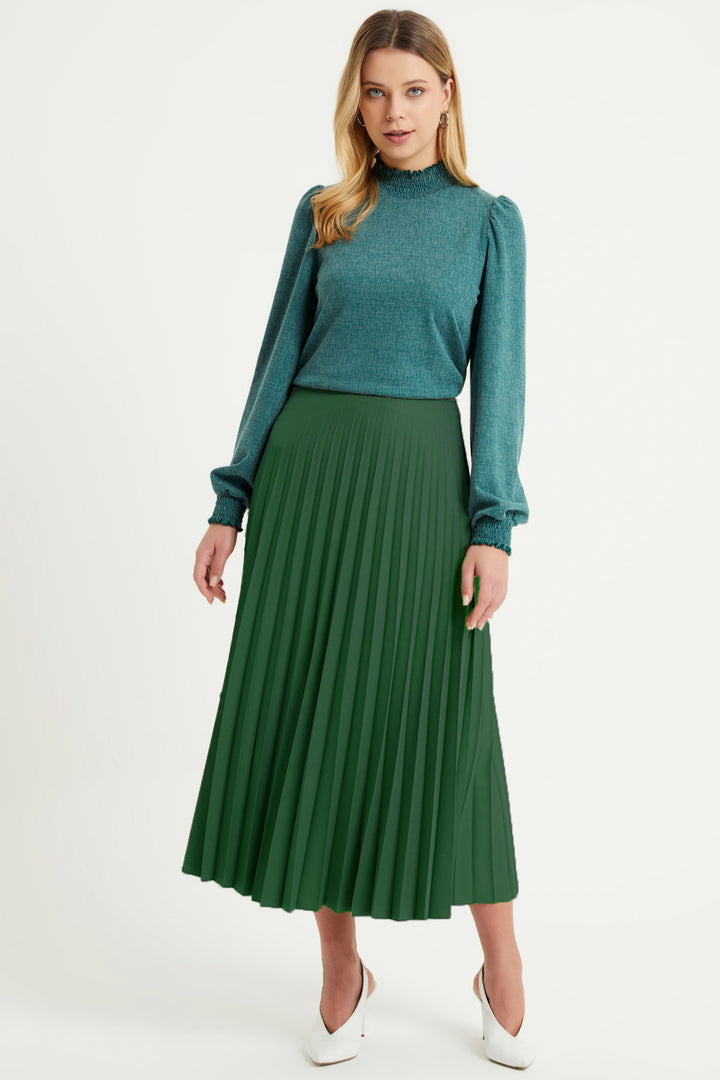 ZRF Women Pleated Basic Skirt - Emerald - Dronten