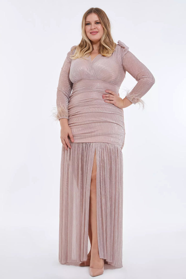 FRV Blush Plus Size Moonlight Maxi платье с длинным рукавом - фонди