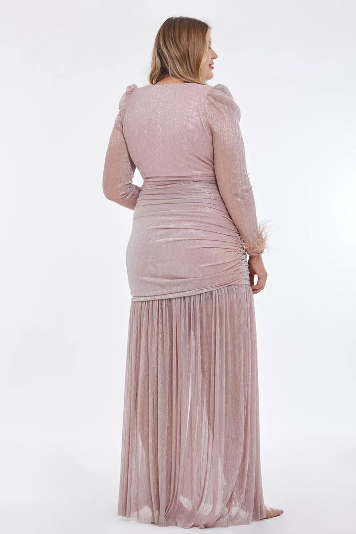 FRV Blush Plus Size Moonlight Maxi платье с длинным рукавом - фонди