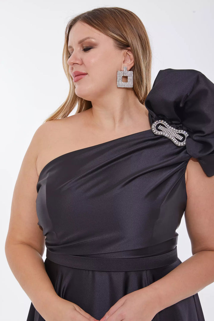 FRV Black plus size satin sleeveless maxi dress - Taylorsville