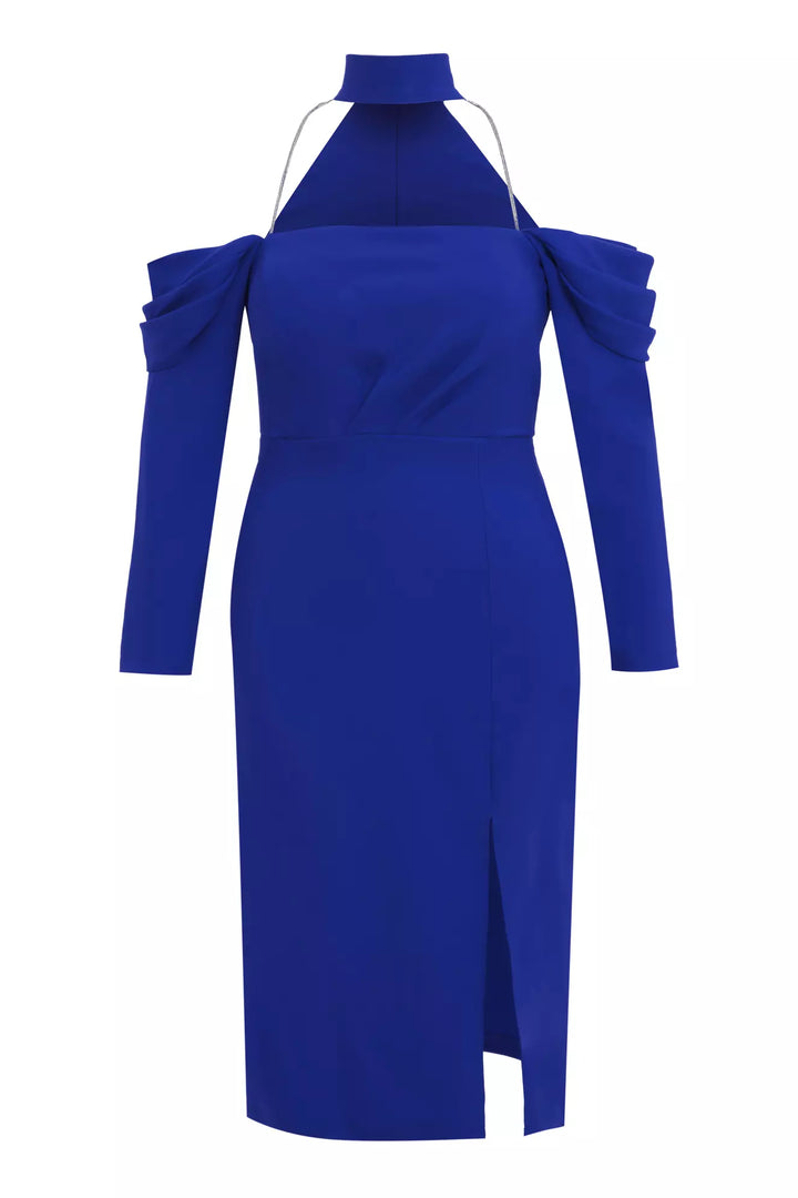 FRV Blue plus size crepe long sleeve midi dress - Kingston upon Hull