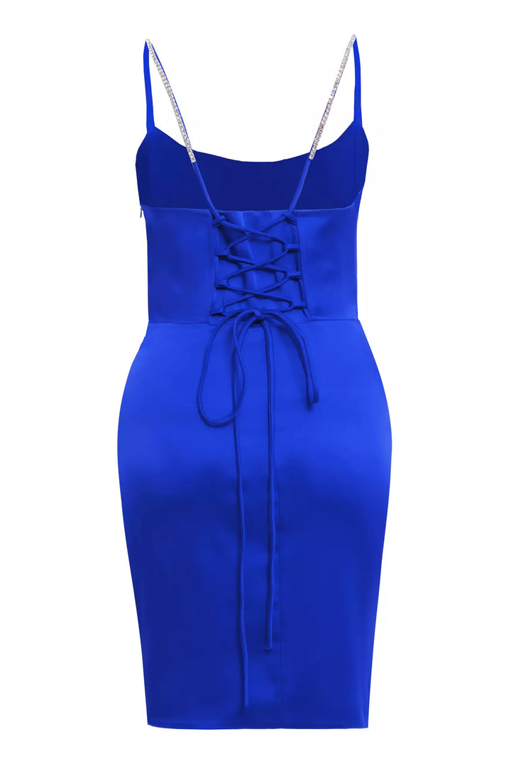 FRV Blue plus size satin sleeveless mini dress - Springville