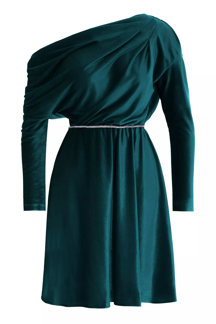 FRV Green velvet long sleeve mini dress - Lewisville