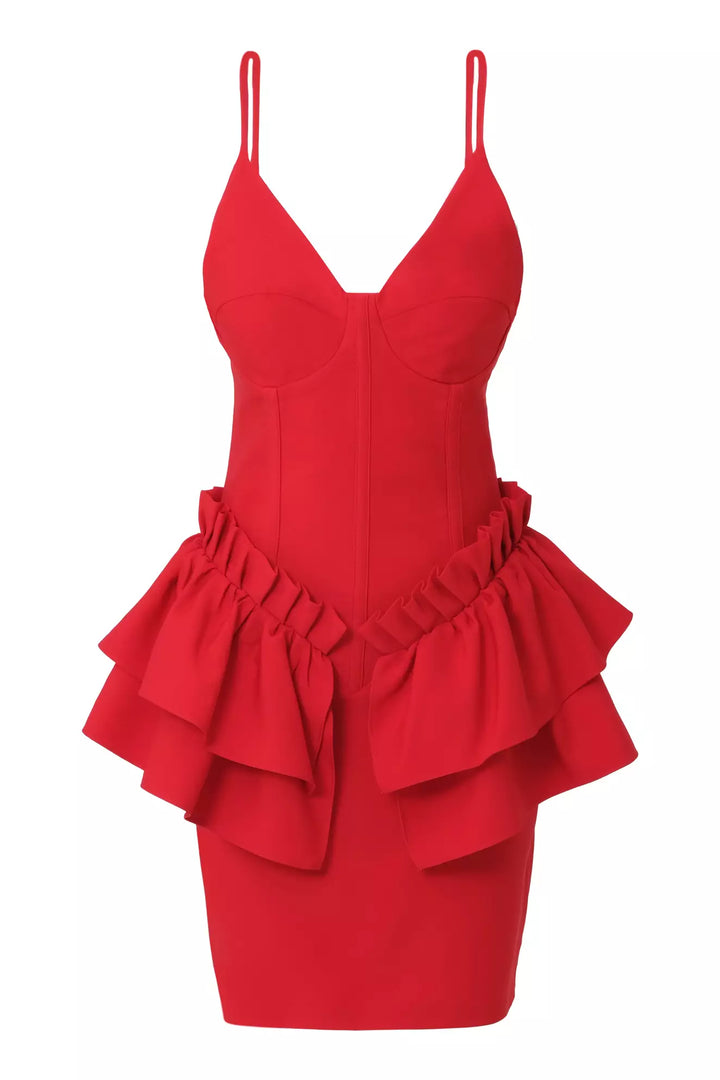 FRV Red Crepe Rooveless Mini Dress - Williamsburg