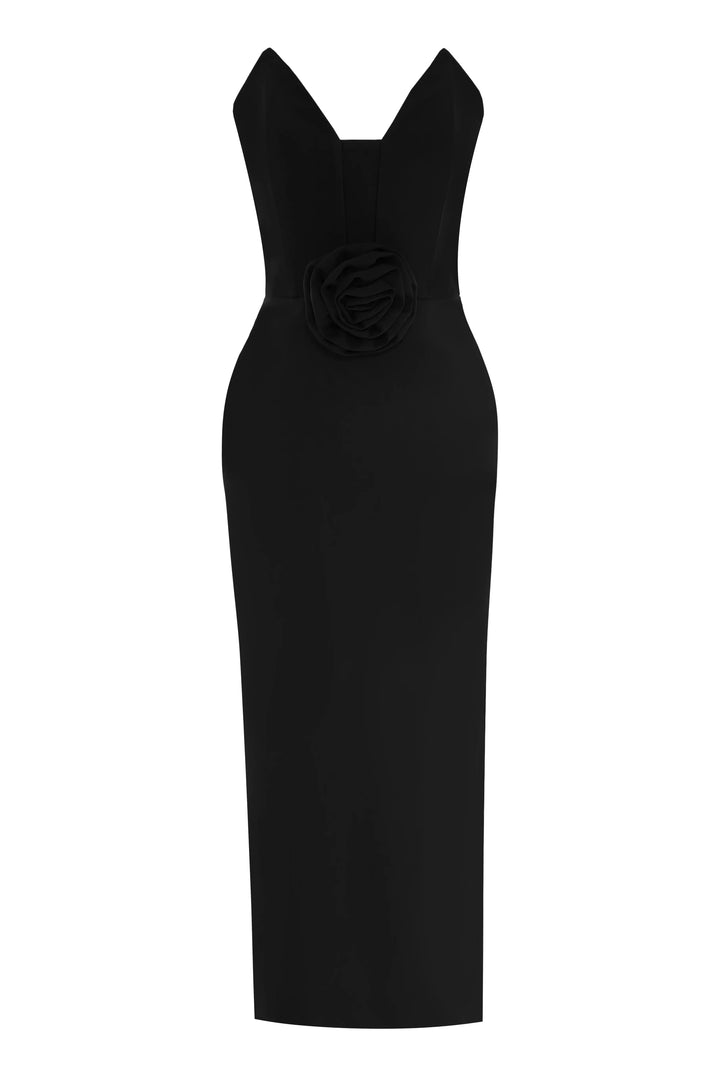 FRV Black crepe sleeveless maxi dress - Portugalete