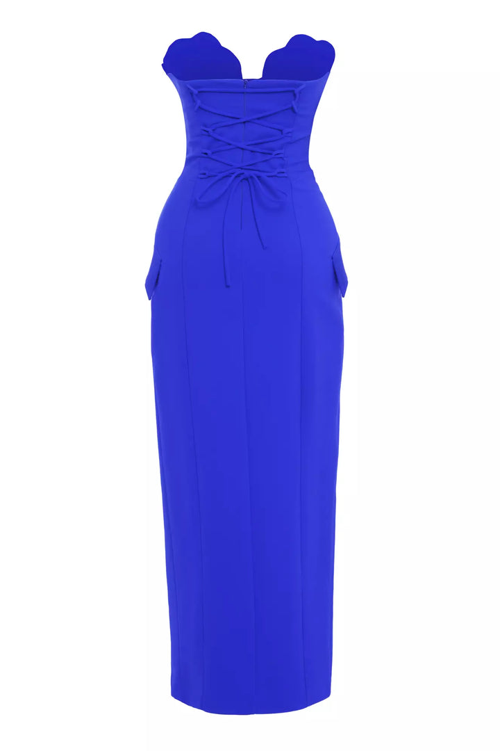 FRV Blue Crepe Rooveless Maxi платье - Lompoc