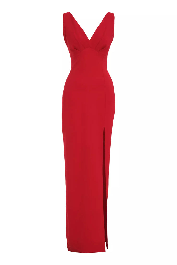 FRV Red Crepe Dleveless Long Dress - Horsham