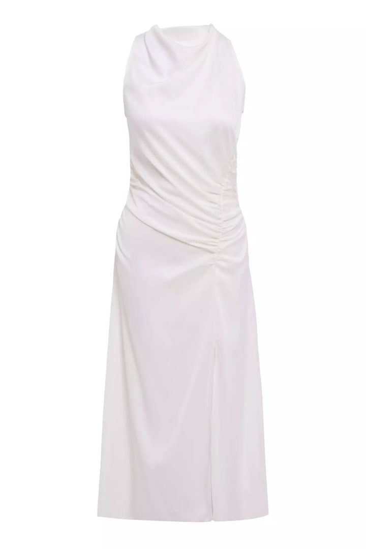 FRV White satin sleeveless midi dress - Madera