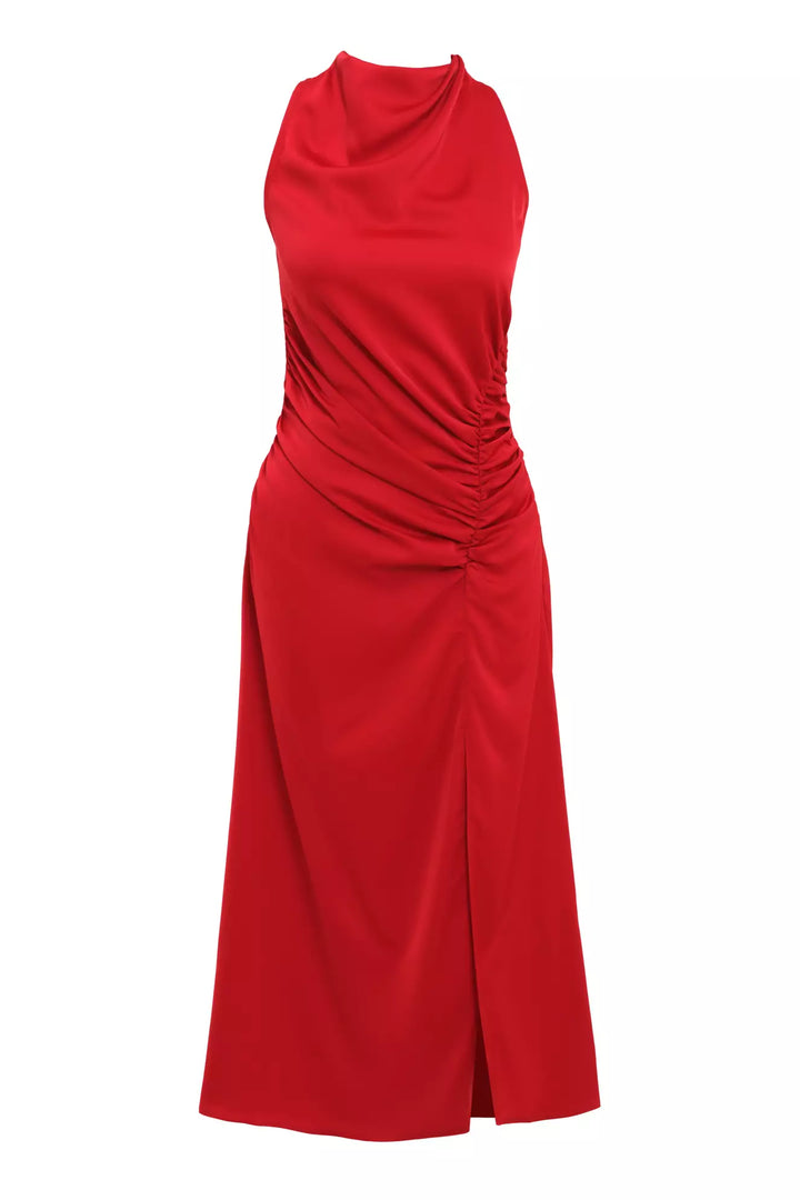 FRV Red satin sleeveless midi dress - Anderlecht