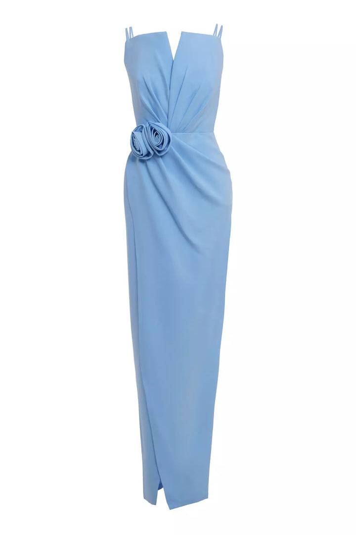 Frv Blue Crepe Dloveless Long Dress - Wageningen