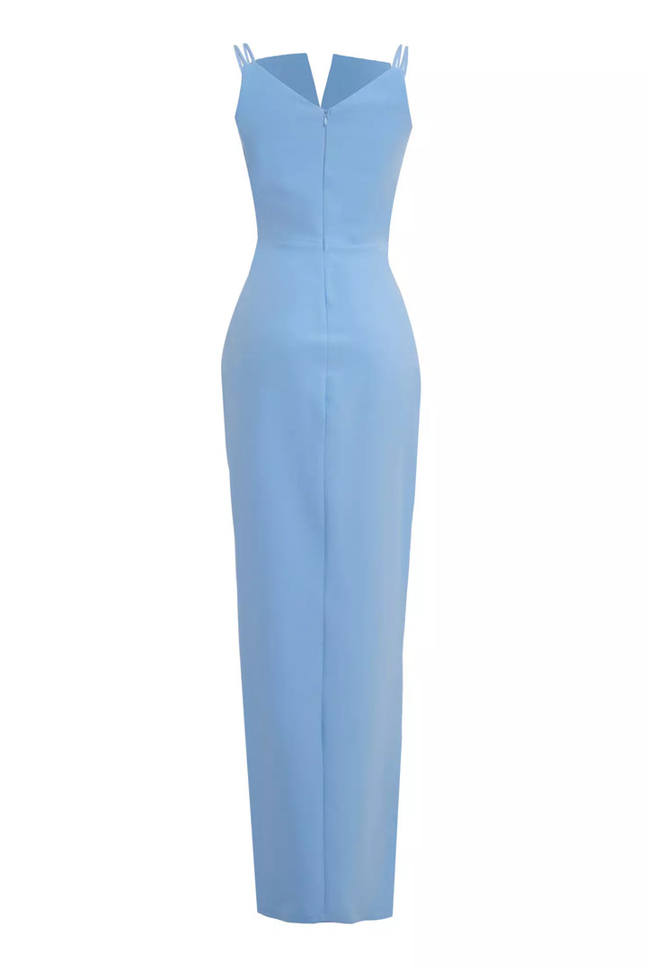 Frv Blue Crepe Dloveless Long Dress - Wageningen