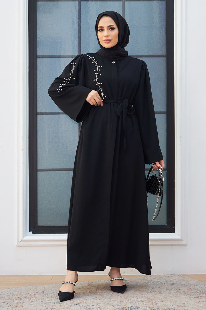 ZRF Women Stone-embellished Abaya - Black - Chicopee