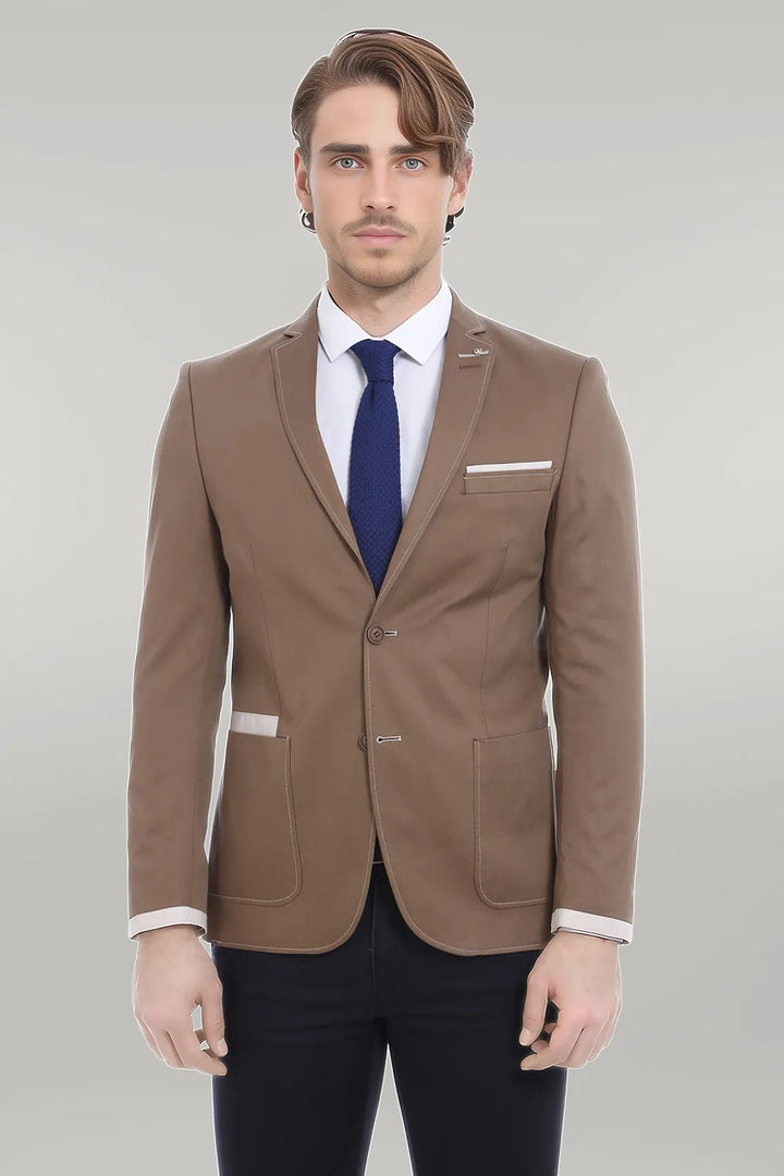 WSS 2 Button Bag Pocket Tan Jacket- - سينجين