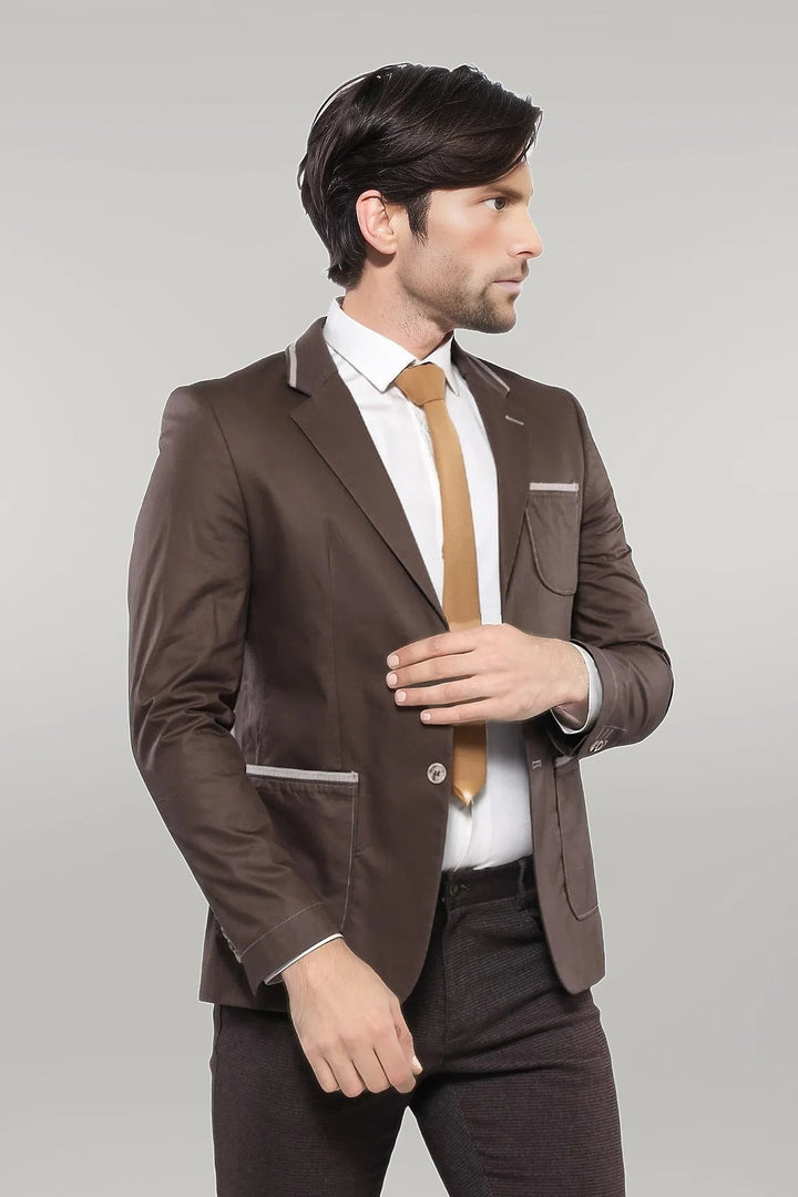 WSS 2 Button Bag Pocket Brown Jacket- - سينجين