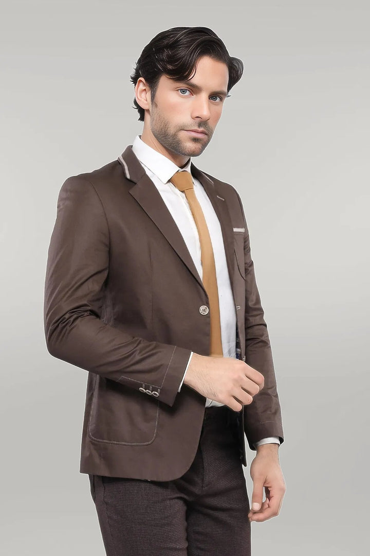 WSS 2 Button Bag Pocket Brown Jacket- - سينجين