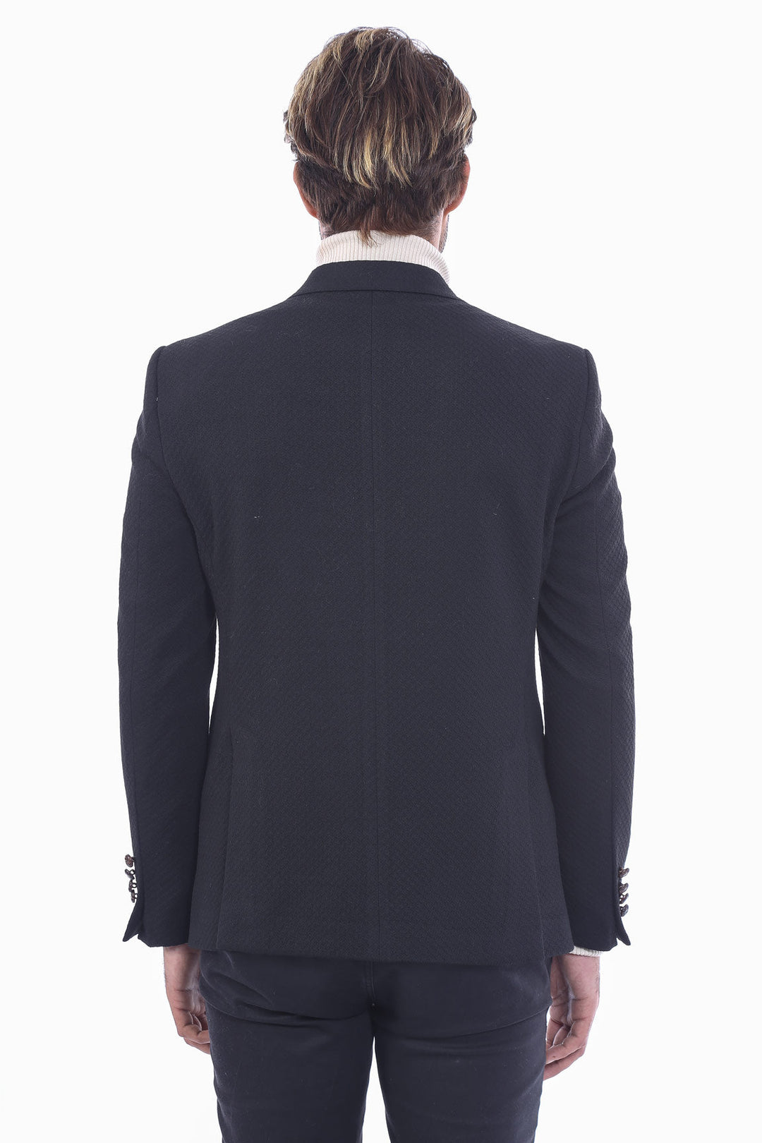 WSS Double Breasted Slim Fit Black Blazer  - Singen