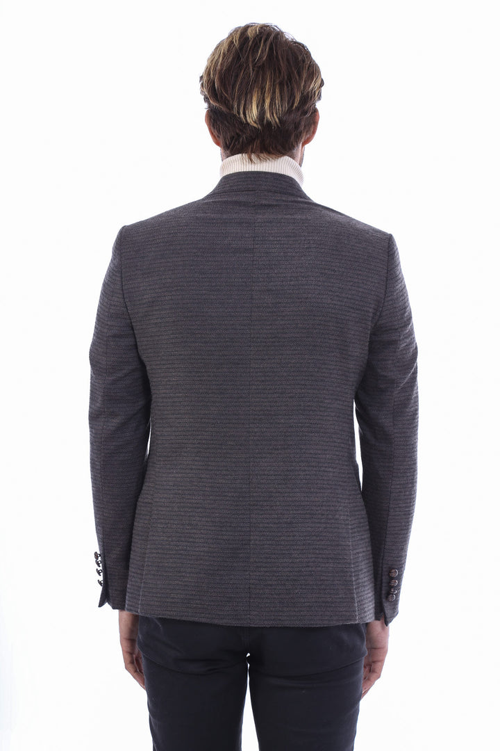 WSS Double Breasted Slim Fit Brown Blazer  - Singen