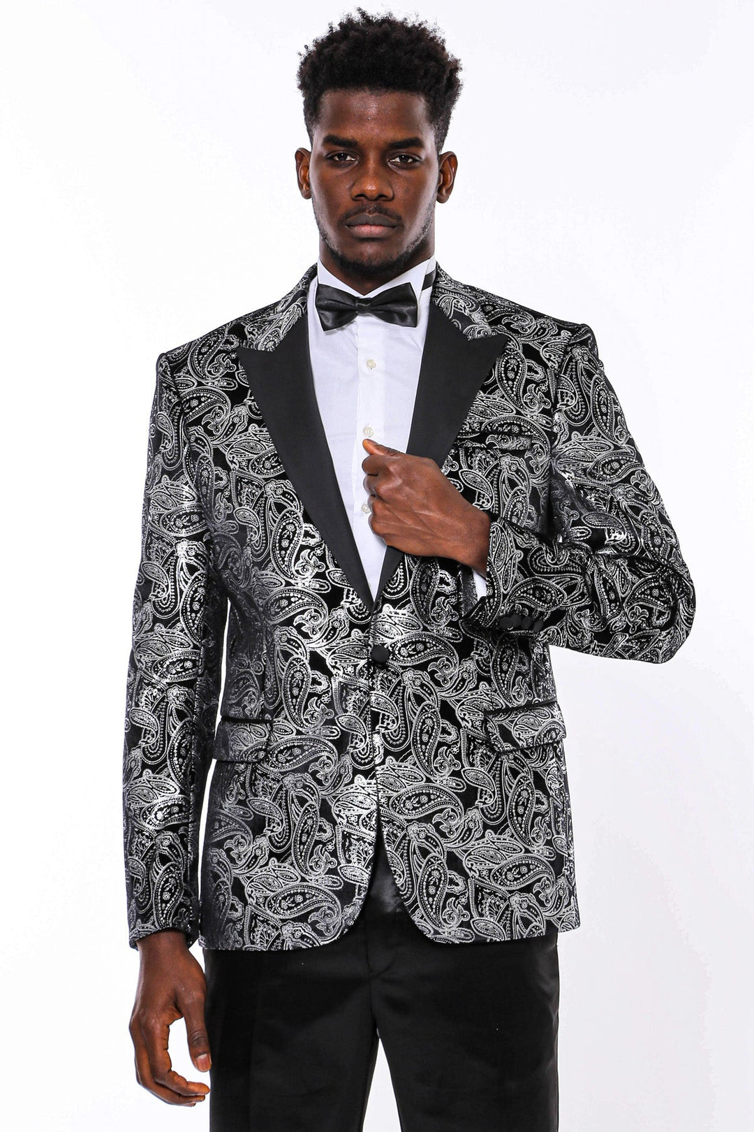 WSS Gold Patterned Over Grey Men Prom Blazer  - Singen