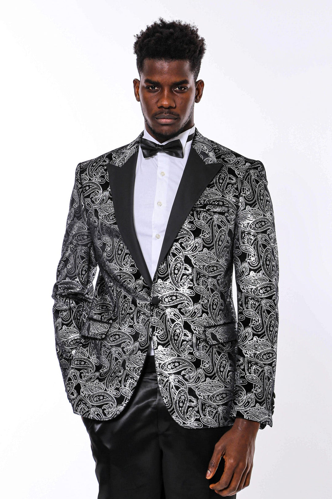 WSS Gold Patterned Over Grey Men Prom Blazer  - Singen