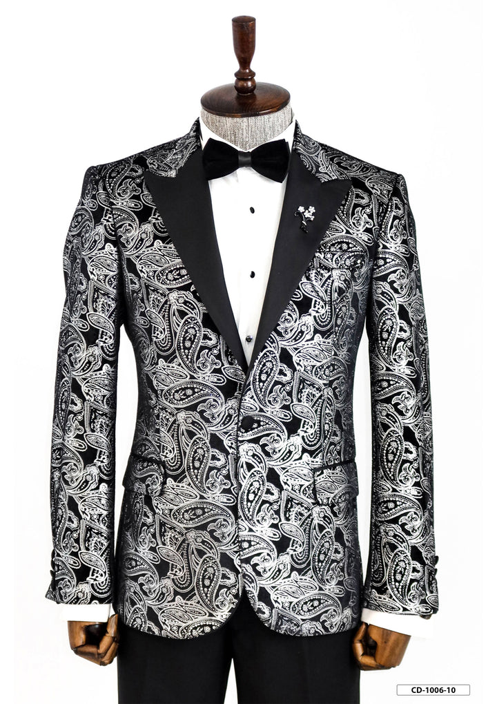 WSS Gold Patterned Over Grey Men Prom Blazer  - Singen