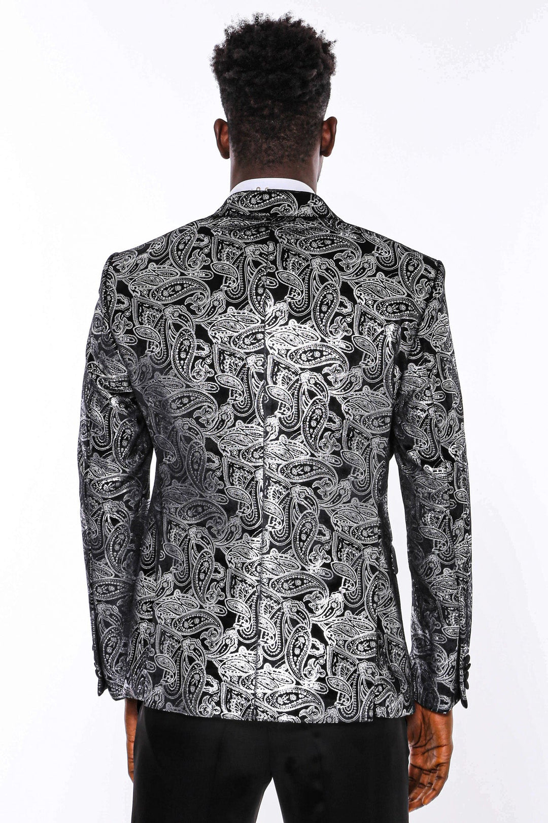 WSS Gold Patterned Over Grey Men Prom Blazer  - Singen