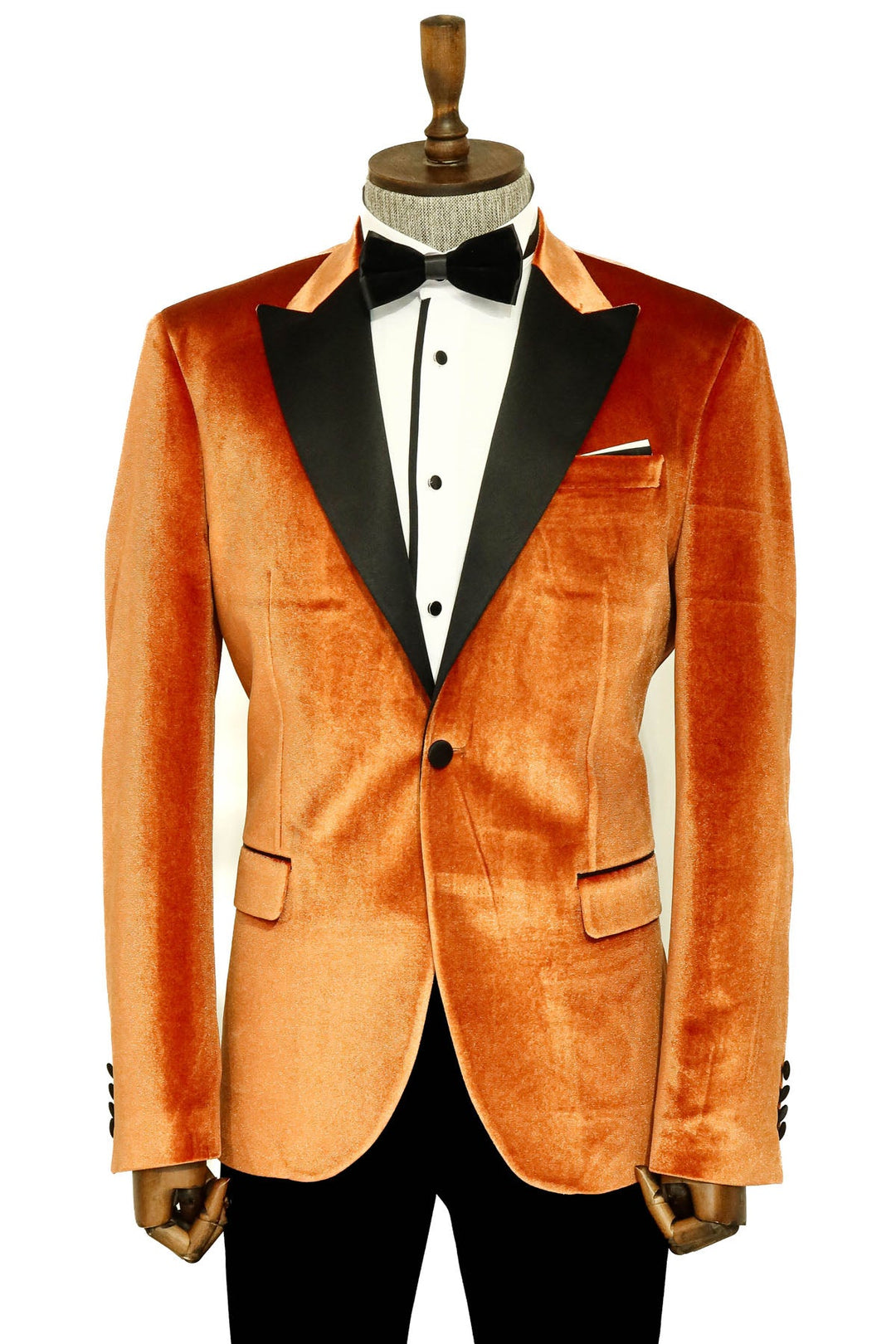 WSS Velvet Slim Fit Single Button Tan Men Prom Blazer - Singen