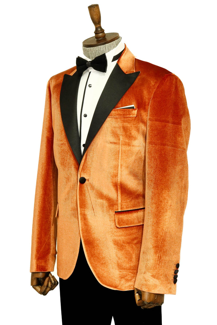 WSS Velvet Slim Fit Single Button Tan Men Prom Blazer - Singen