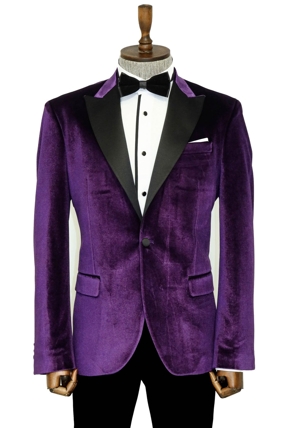 WSS Velvet Slim Fit Single Button Purple Men Prom Blazer - Singen