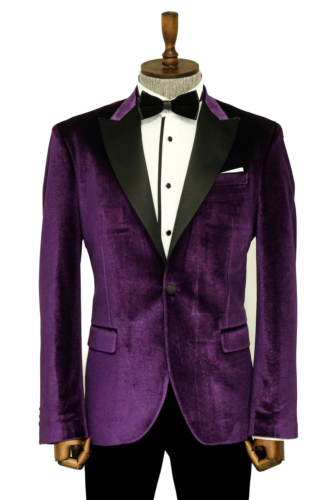 WSS Velvet Slim Fit Single Button Purple Men Prom Blazer - Singen