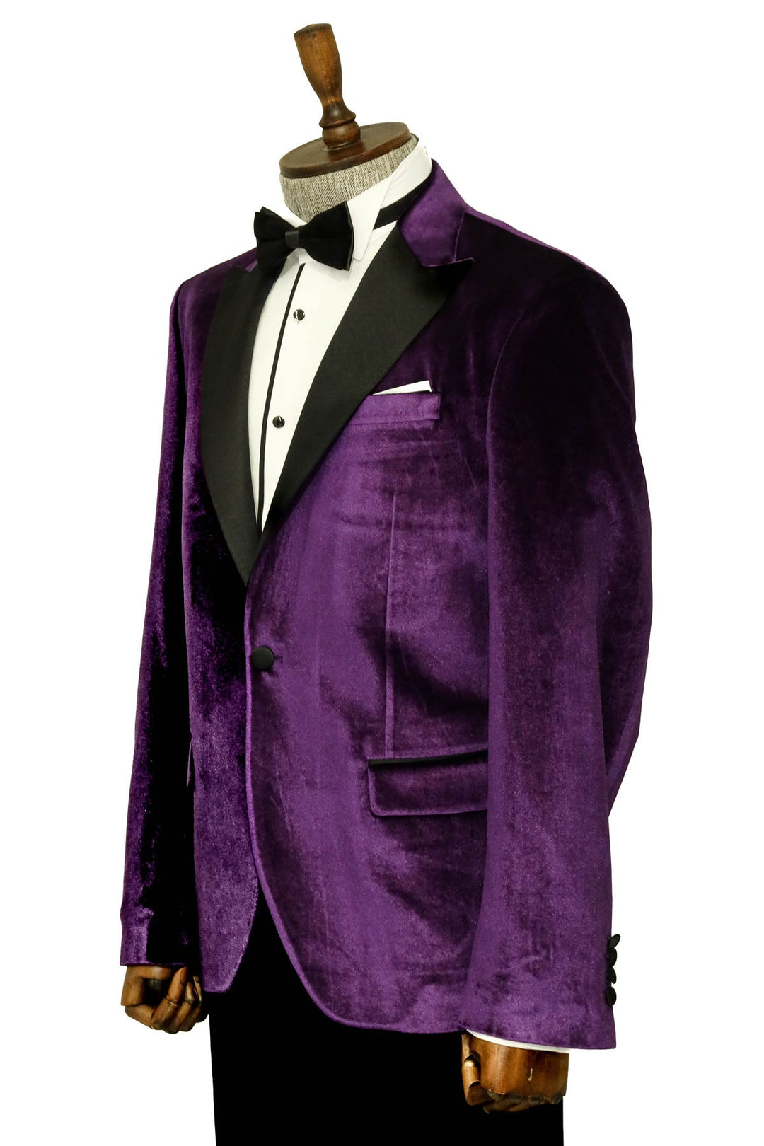 WSS Velvet Slim Fit Single Button Purple Men Prom Blazer - Singen