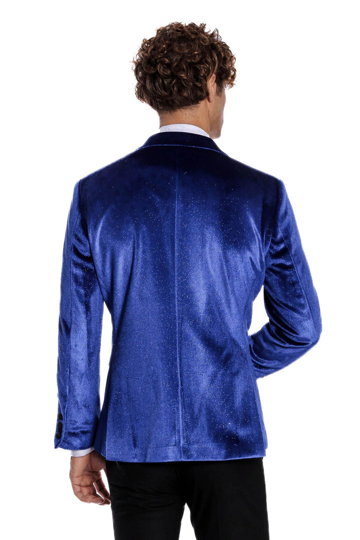 سترة WSS Sparkle Slim Fit Velvet Bast Blue للرجال للحفلات الراقصة - سينجين