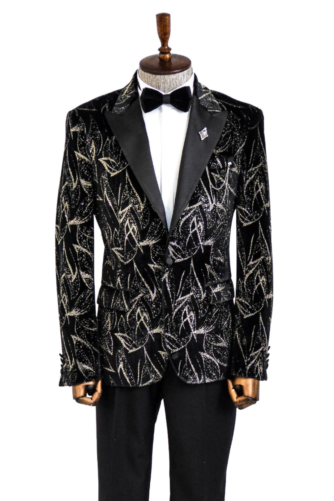 WSS Glittery Slim Fit Black Men Prom Blazer  - Singen