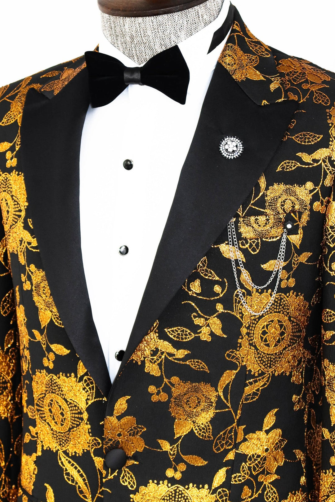 WSS Floral Patterned Slim Fit Yellow Men Prom Blazer  - Singen