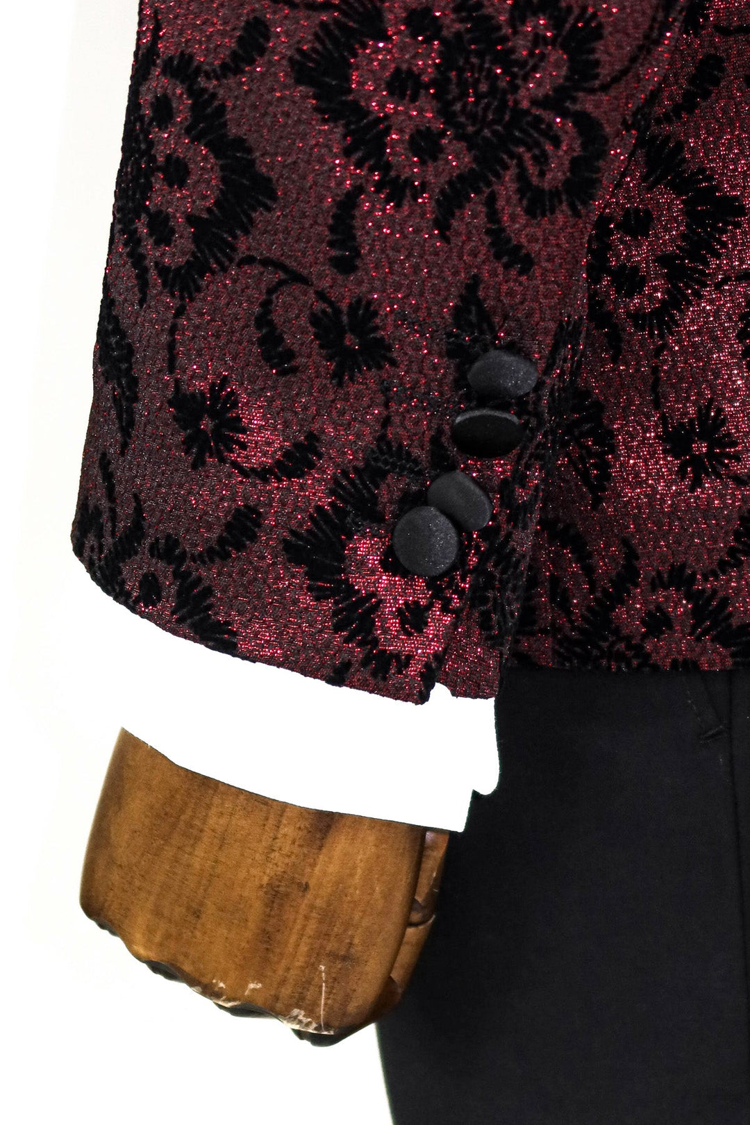 WSS Floral Patterned Peak Lapel Burgundy Men Prom Blazer  - Singen