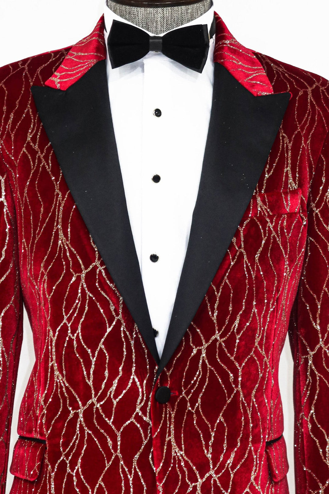 WSS Silver Patterned Burgundy Men Prom Blazer  - Singen